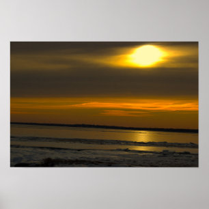 Affiche de paysage aquatique au coucher du soleil