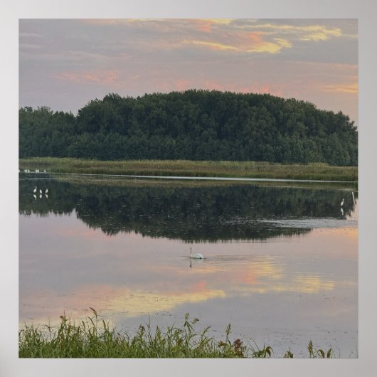 Affiche de paysage aquatique reflets du coucher de (Devant)