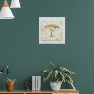 Affiche de paysage d'arbre d'acacia vintage