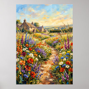 Affiche de paysage de Cottage Fleur Sauvage Impr
