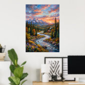 Affiche de paysage de coucher de soleil de rivière (Bureau à domicile)