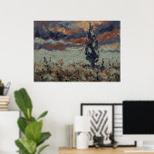 Affiche de paysage de cyprès de prairie orageuse (Bureau à domicile)