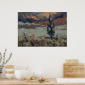 Affiche de paysage de cyprès de prairie orageuse (Cuisine)