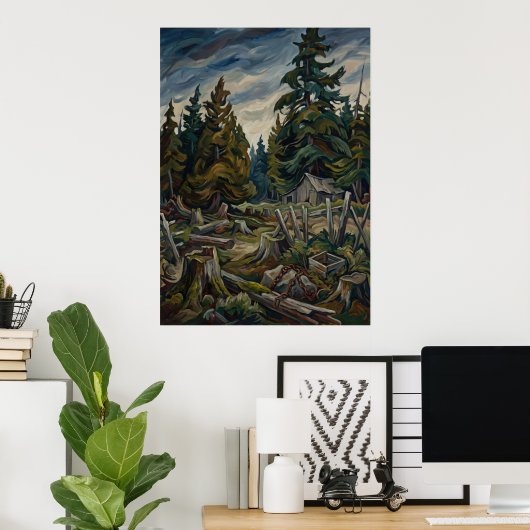 Affiche de paysage de forêt de montagne (Bureau à domicile)