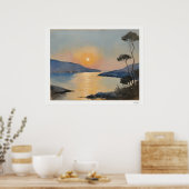 Affiche de paysage de la baie du coucher de soleil (Cuisine)