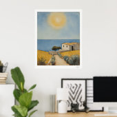 Affiche de paysage de maison côtière ensoleillée (Bureau à domicile)