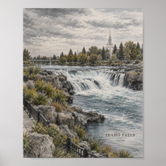Affiche de paysage de montagne à cascade #112