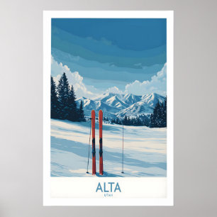Affiche de paysage de montagne hivernal de l'Utah
