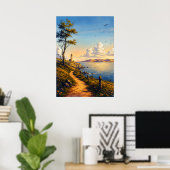 Affiche de paysage de phare côtier de l'heure doré (Bureau à domicile)
