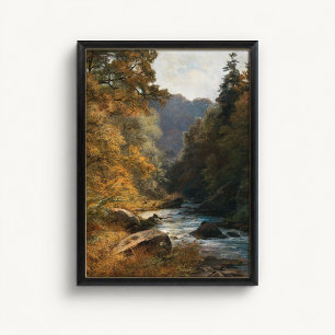 Affiche de paysage de ruisseau de forêt automnale