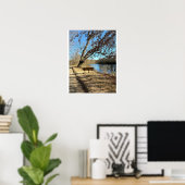 Affiche de paysage d'eau de banc de parc d'automne (Bureau à domicile)
