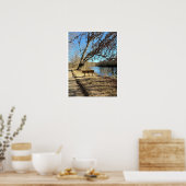 Affiche de paysage d'eau de banc de parc d'automne (Cuisine)
