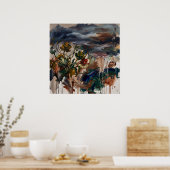Affiche de paysage floral abstrait orageux (Cuisine)