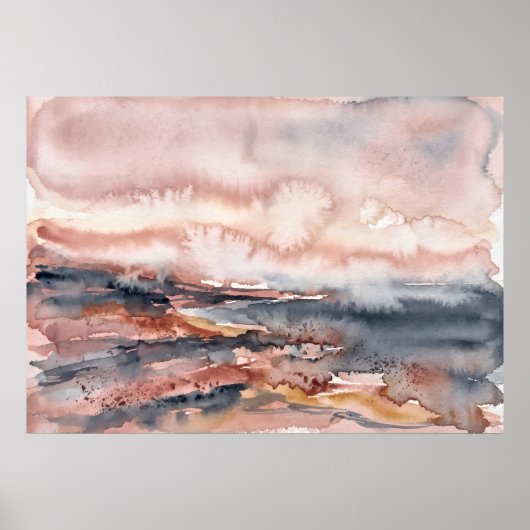 Affiche de paysage marin abstrait gris rose (Devant)