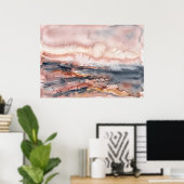 Affiche de paysage marin abstrait gris rose (Bureau à domicile)