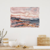 Affiche de paysage marin abstrait gris rose (Cuisine)