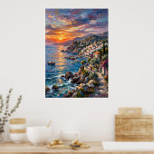 Affiche de paysage marin de la côte amalfitaine co (Cuisine)