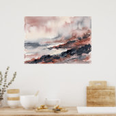 Affiche de paysage marin orageux gris rose (Cuisine)