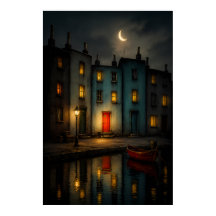 Affiche de paysage nocturne du canal Moody