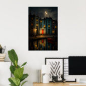 Affiche de paysage nocturne du canal Moody (Bureau à domicile)
