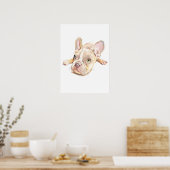 Affiche de peinture à l'aquarelle de Bouledogue Fr (Cuisine)