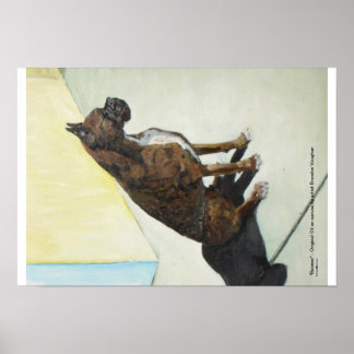 affiche de peinture à l'huile de chien boxer