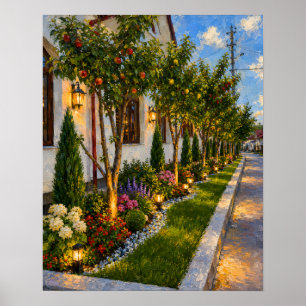 Affiche de peinture à l'huile du chemin du jardin