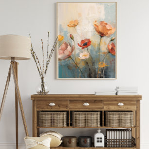 Affiche de peinture à l'huile florale vintage