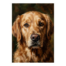Affiche de peinture à l'huile Golden Retriever | C