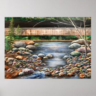 Affiche de peinture acrylique originale Le ruissea