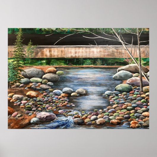Affiche de peinture acrylique originale Le ruissea (Devant)