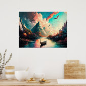 Affiche de peinture de paysage de montagnes (Cuisine)