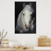 affiche de peinture d'étalon de cheval blanc (Cuisine)