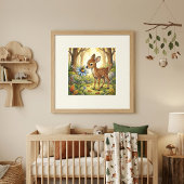 Affiche de pépinière d'animaux de forêt de faon de
