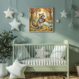 Affiche de pépinière d'animaux de forêt de raton l