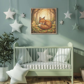 Affiche de pépinière d'animaux de forêt de renard 