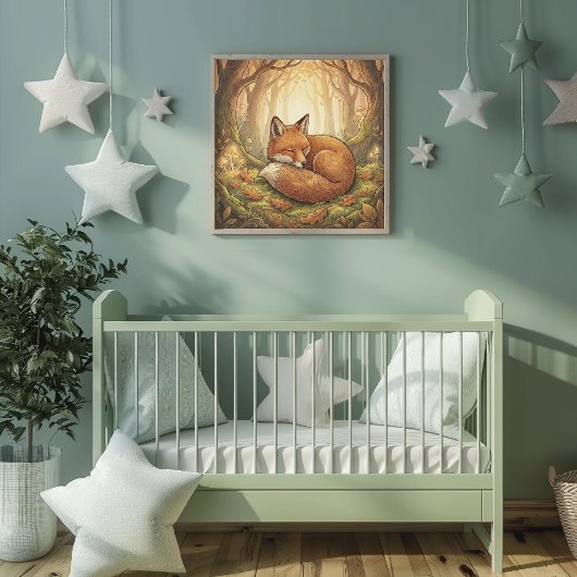 Affiche de pépinière d'animaux de forêt de renard