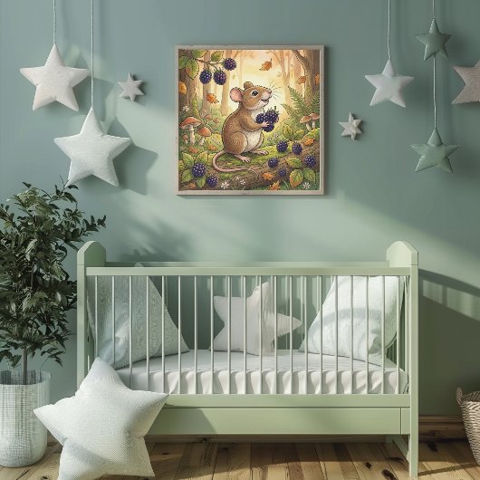 Affiche de pépinière d'animaux de forêt de souris