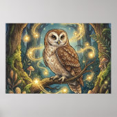 Affiche de pépinière d'animaux de la forêt de hibo (Devant)