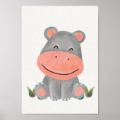 Affiche de pépinière de hippopotame mignon décorat (Devant)