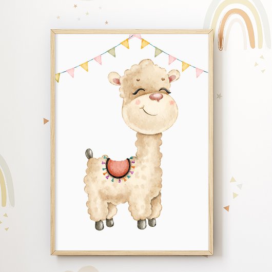 Affiche de pépinière de lama mignon Impression d'a