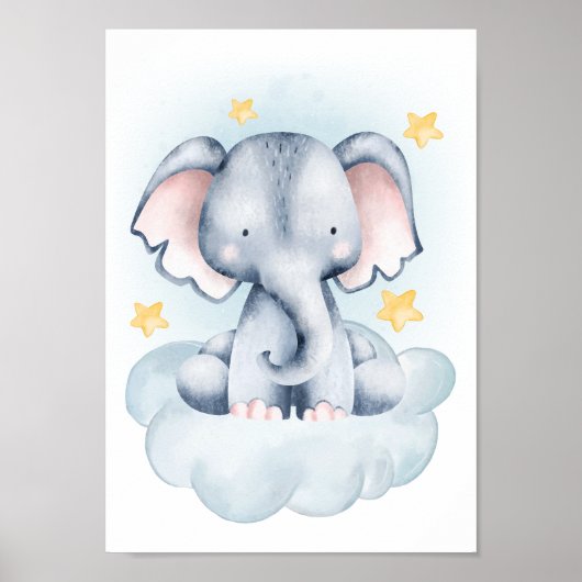 Affiche de pépinière de nuage d'éléphant Chambre d (Devant)