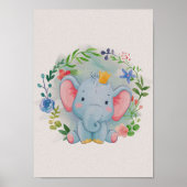 Affiche de pépinière florale éléphant Impression p (Devant)