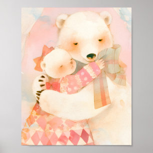 Affiche de pépinière Mère et ourson ours polaire c