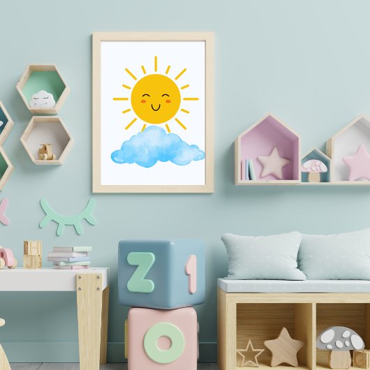 Affiche de pépinière Soleil et nuages