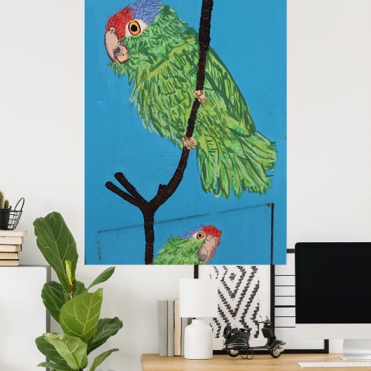 affiche de perroquet vert (Bureau à domicile)