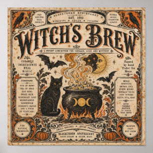 Affiche de pharmacie vintage Halloween Brew de sor