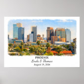 Affiche de Phoenix Arizona, Aquarelle, Sur mesure (Devant)