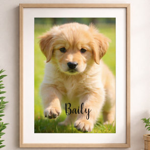Affiche de photo de chien personnalisée avec nom A