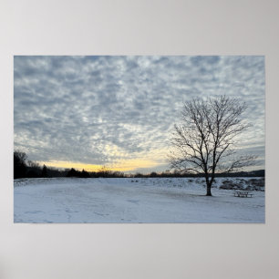Affiche de photo de coucher de soleil hivernal